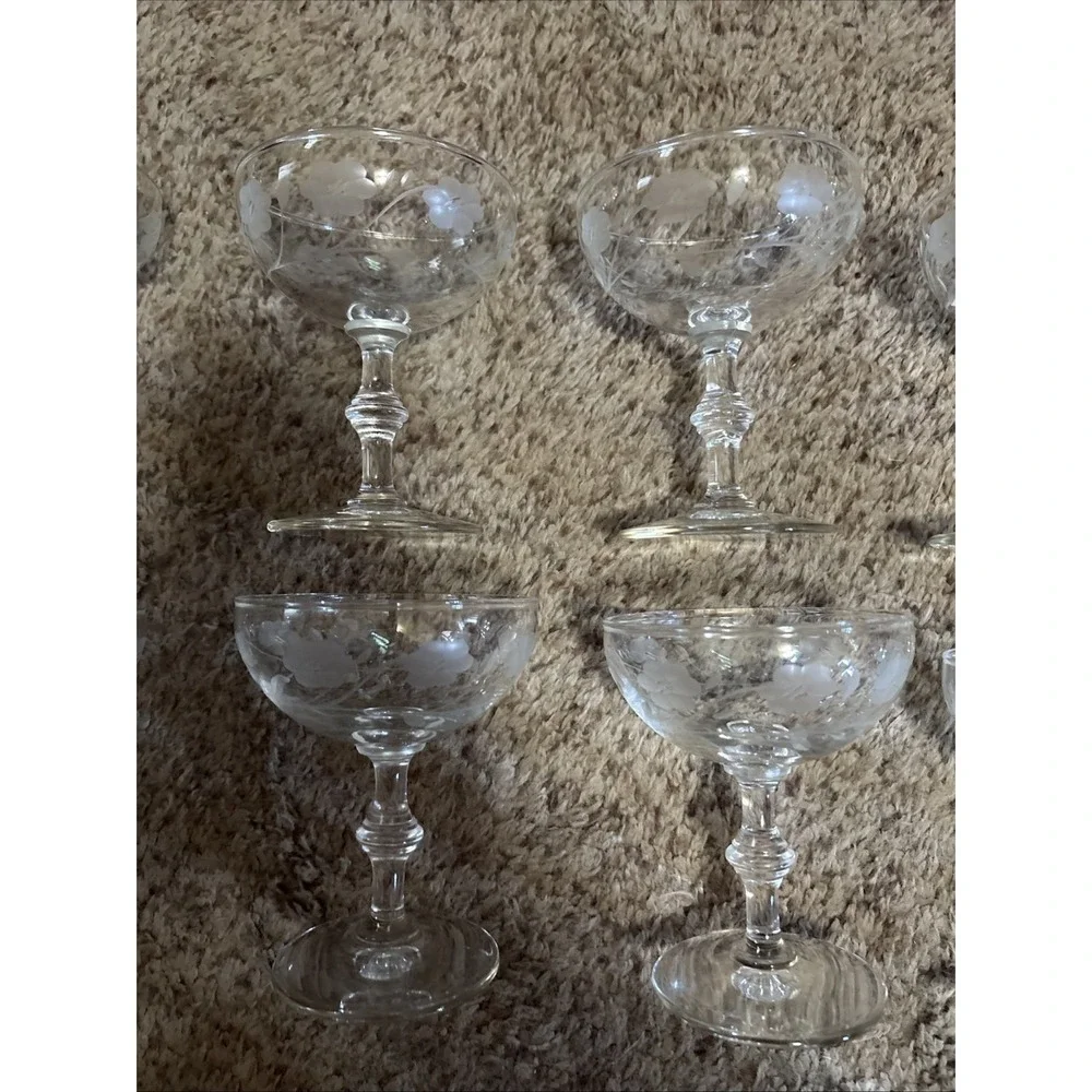 Set Of 10 Vintage Princess House Footed Dessert Sherbet Glasses Heritage Etched